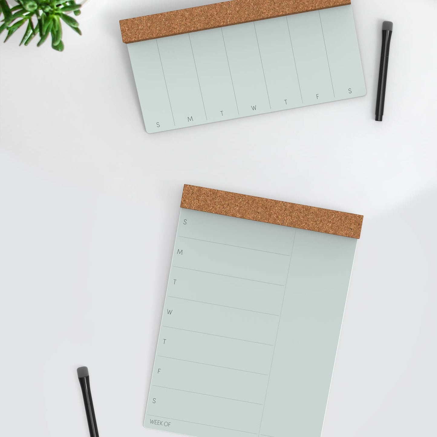 Magnetic Glass Dry-erase and Cork board, Large Weekly