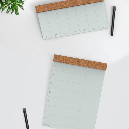 Glass Dry-erase and Cork board, Large Weekly