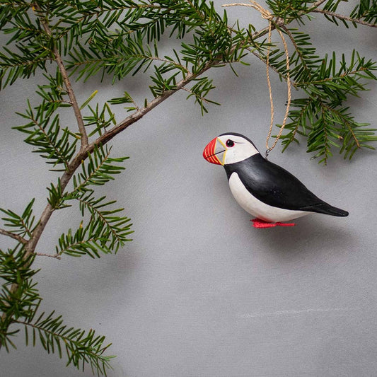 Hand Carved Puffin Ornament