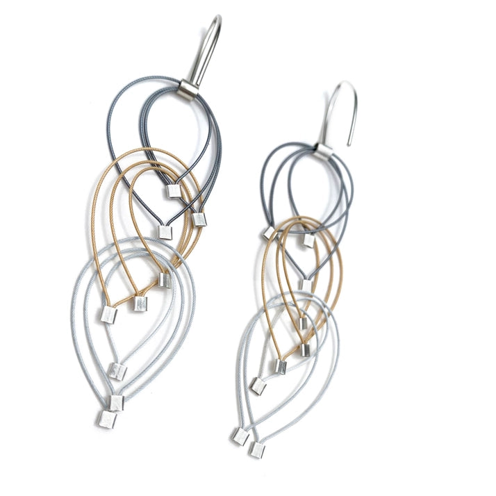 Feather Teardrops Mini Hooks, Ombre Silver, Steel/Bronze/Rose Gold/Gold/Silver
