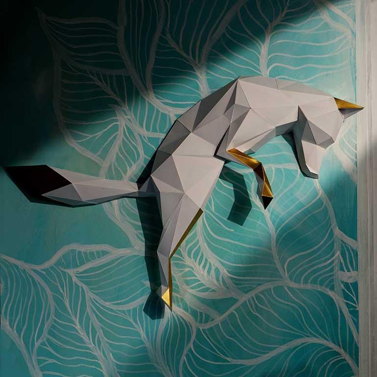 Fox Pounce Origami Wall Art