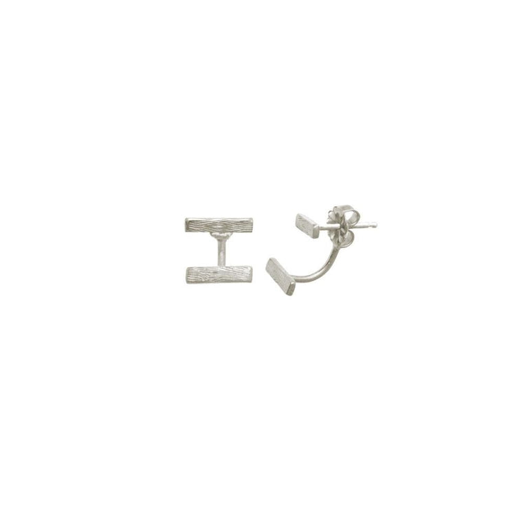 Double Koa Bar Studs, Silver