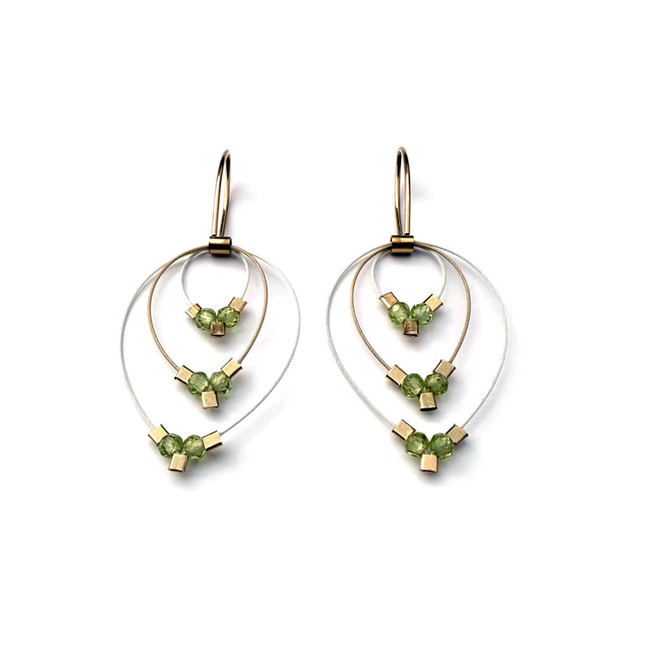 Tears Dew Drop Hook Earrings, Peridot 2Tone