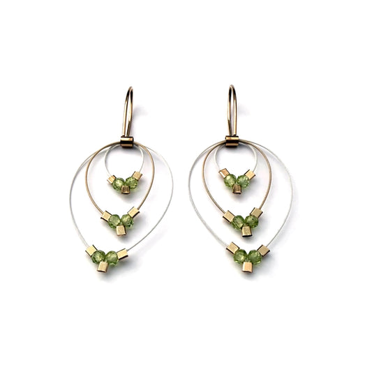 Tears Dew Drop Hook Earrings, Peridot 2Tone
