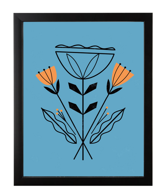 Modern Flower Print Topaz, Framed