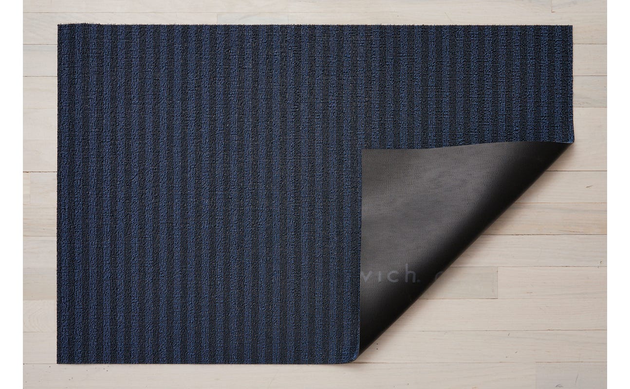 Breton Stripe Blueberry Shag Doormat 18x28"