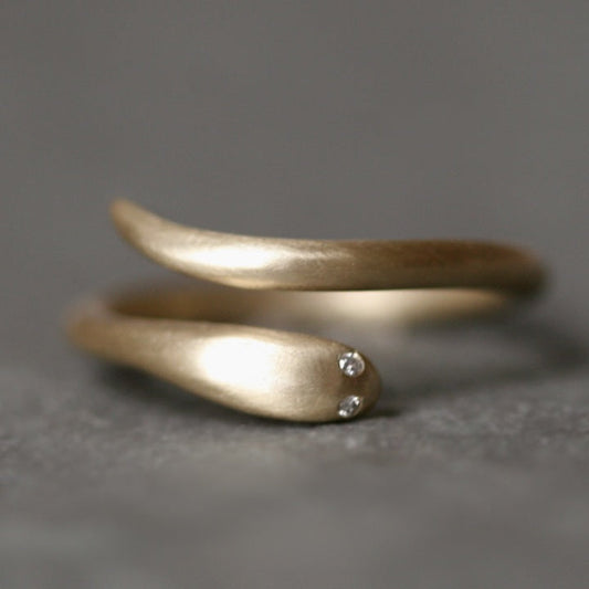 Baby Snake Ring in 10K Gold w/ Diamonds, size 7