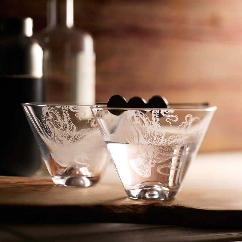 Octopus Stemless Martini Glass