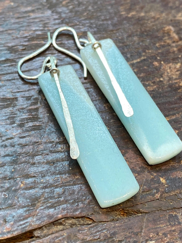Slice Earrings, Amazonite and Silver
