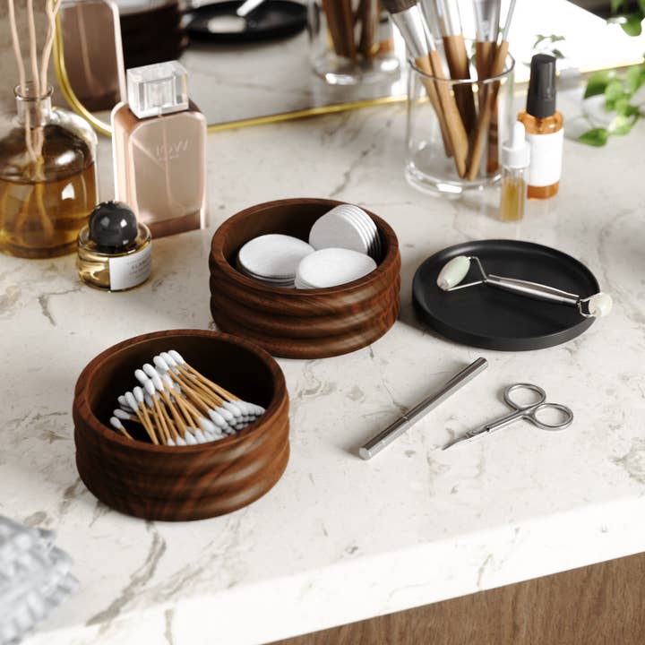 Tesora Wood Storage Box, Black/Walnut