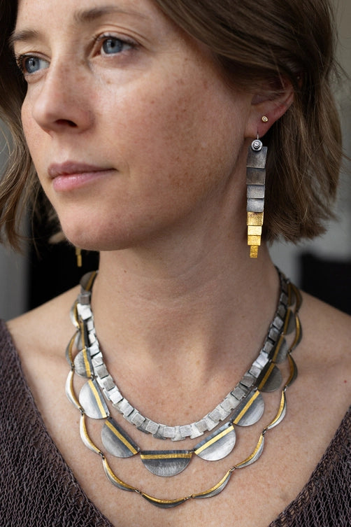 Slim Pivot Earrings - White Topaz