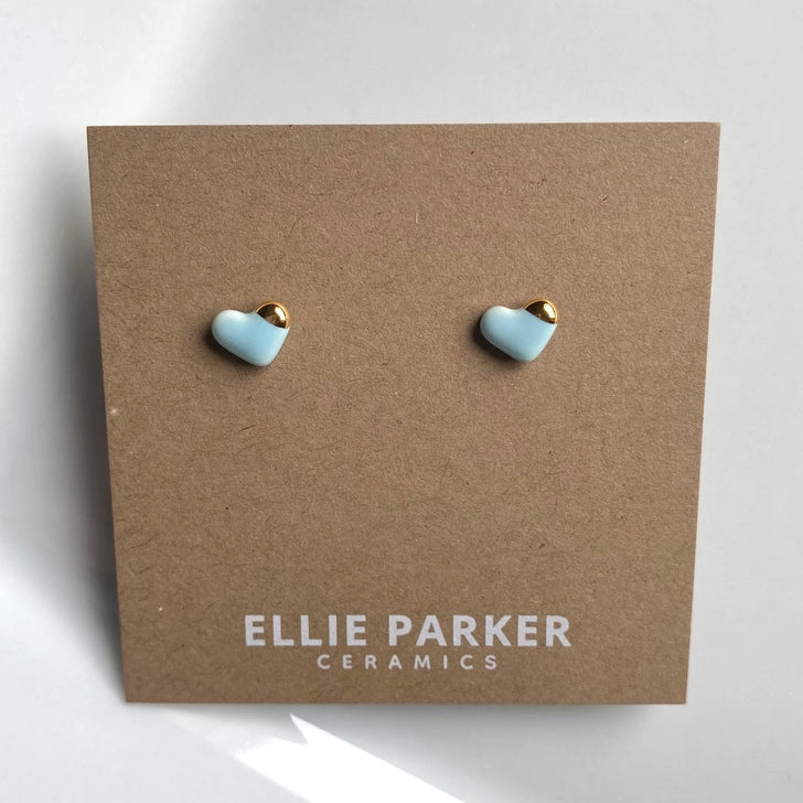 Heart Studs, Gold Lustre - Blue
