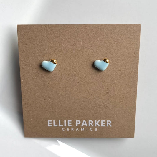 Heart Studs, Gold Lustre - Blue