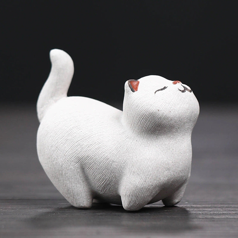 Ceramic White Cat Tea Pet