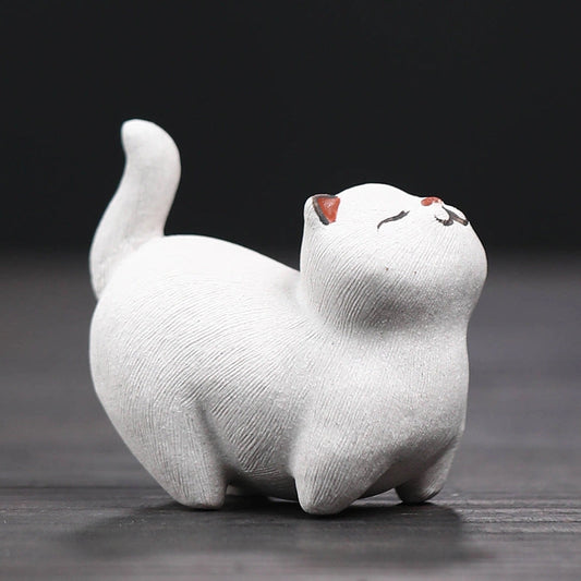 Ceramic White Cat Tea Pet