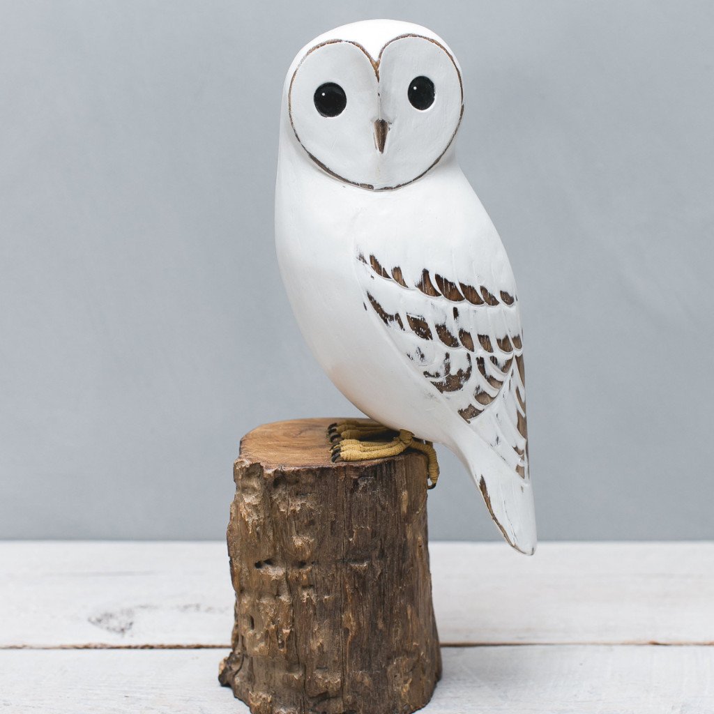 Hand Carved Barn Owl, Large