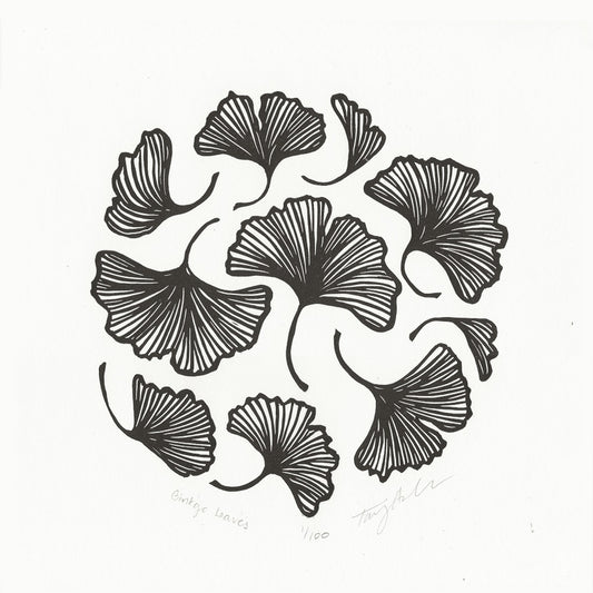 Ginkgo Leaves Block Print
