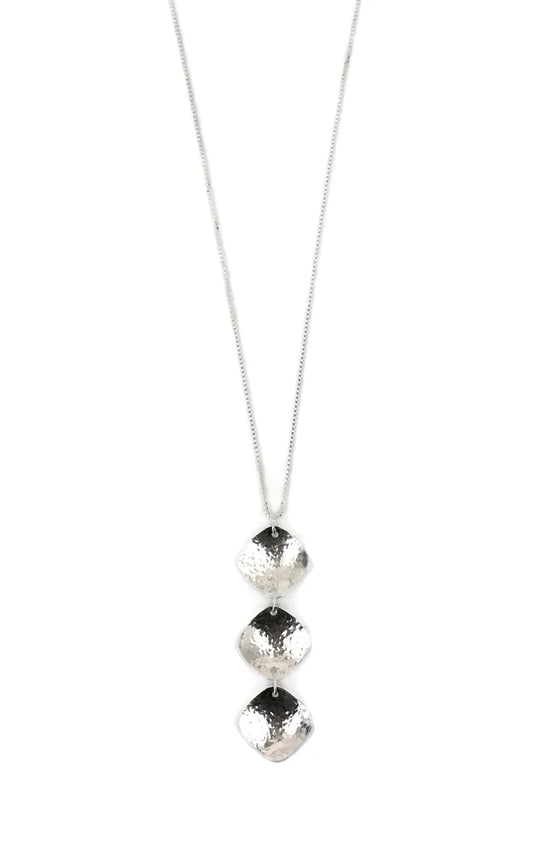 Cushion Long Necklace, Silver