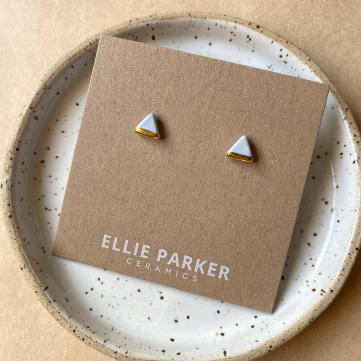 Triangle Stud, Gold Lustre - Blue