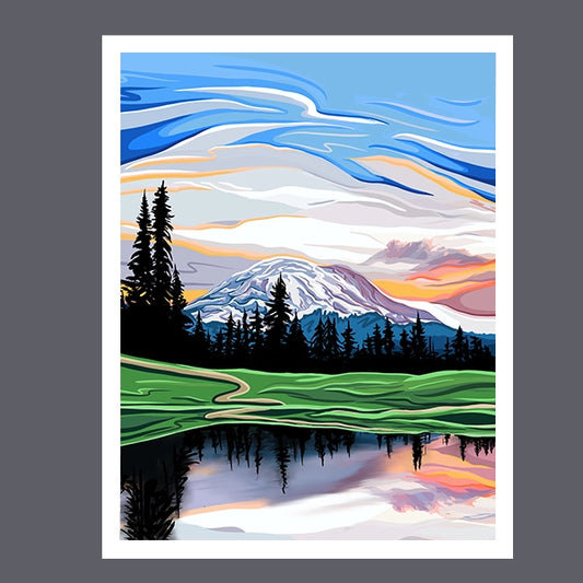 Mount Rainier Reflection Art Print 11x14