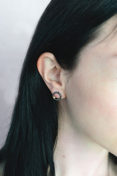 Mixed Metal Clearing Studs w/Diamonds