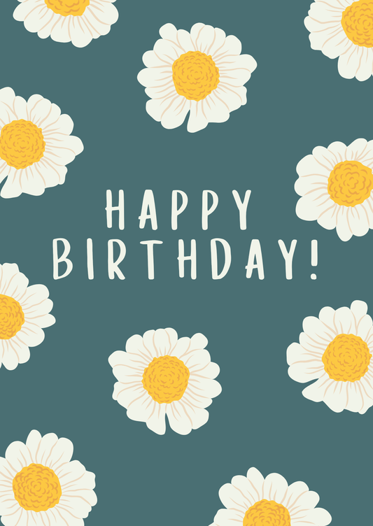 White Daisies Birthday Card