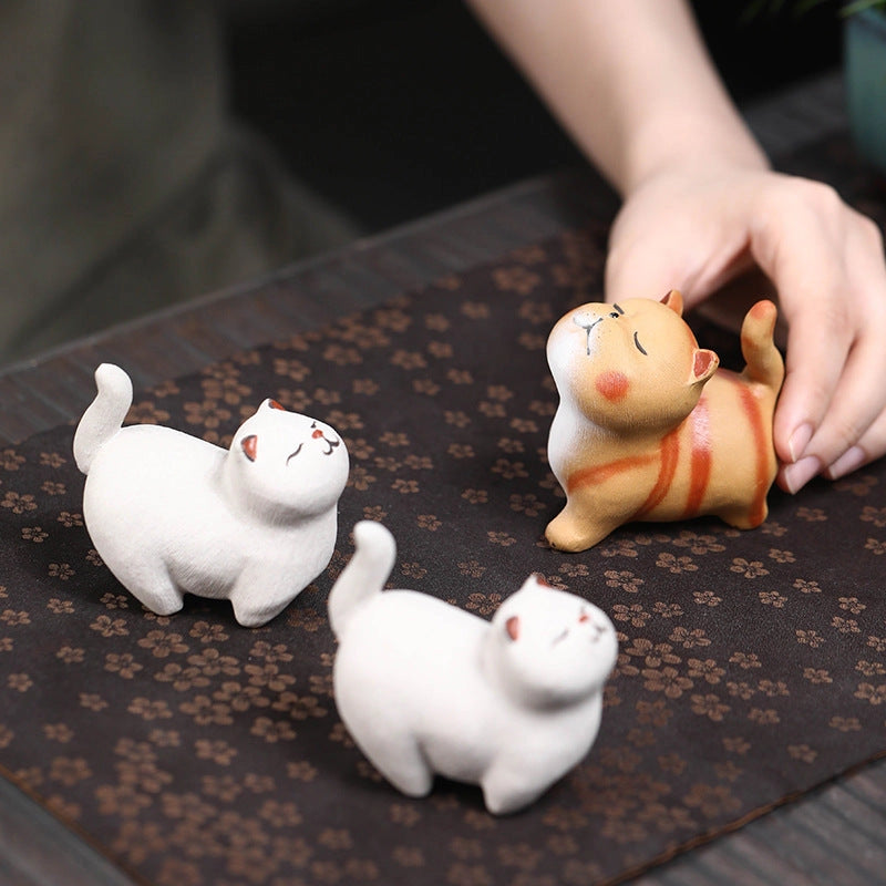 Ceramic White Cat Tea Pet