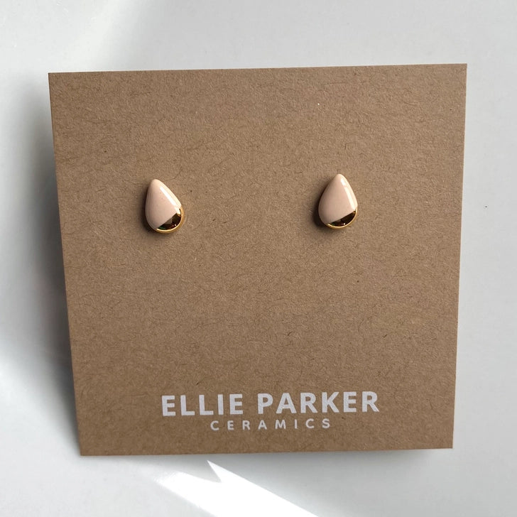 Teardrop Studs, Gold Lustre - Blush