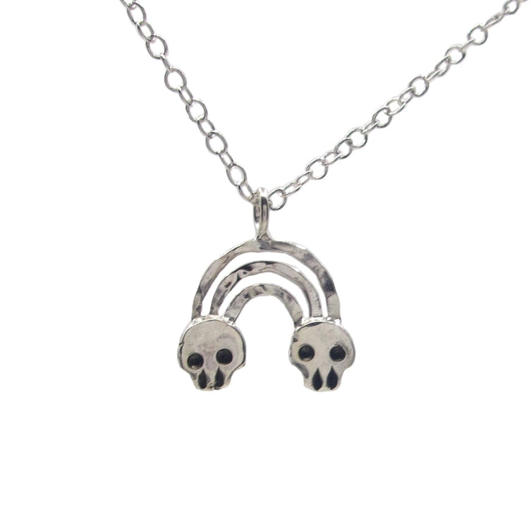 Silver Rainbow Skull Necklace