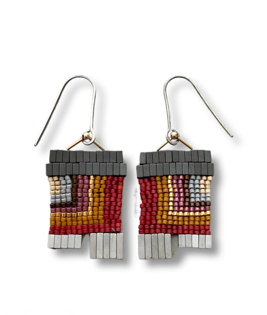 City Block Glass Earrings, Desert Red
