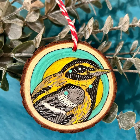 Wood Slice Art - Warbler