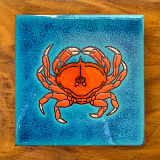 Crab, Hand-glazed Art Tile