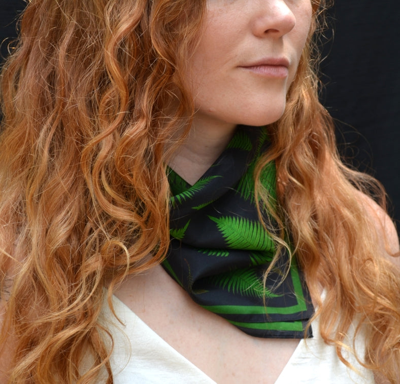 Forest Fern Silk Bandana Scarf