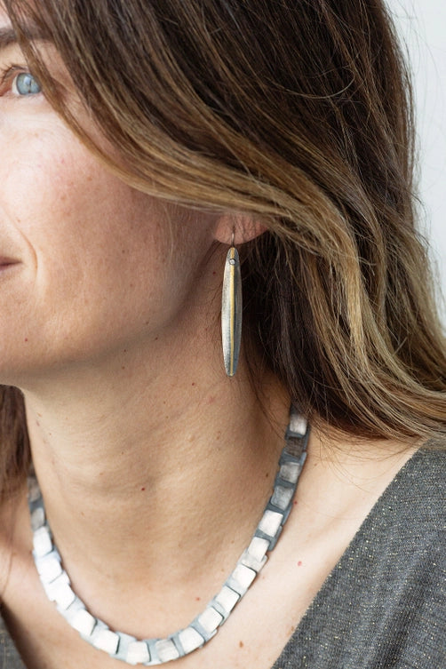 Split Reed Earring - Diamond