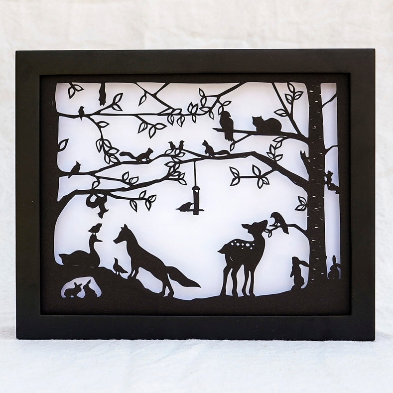 Framed Hand Cut Paper Art - Secret Mtg 8 x10