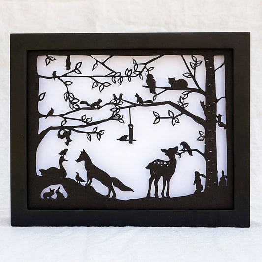 Framed Hand Cut Paper Art - Secret Mtg 8 x10