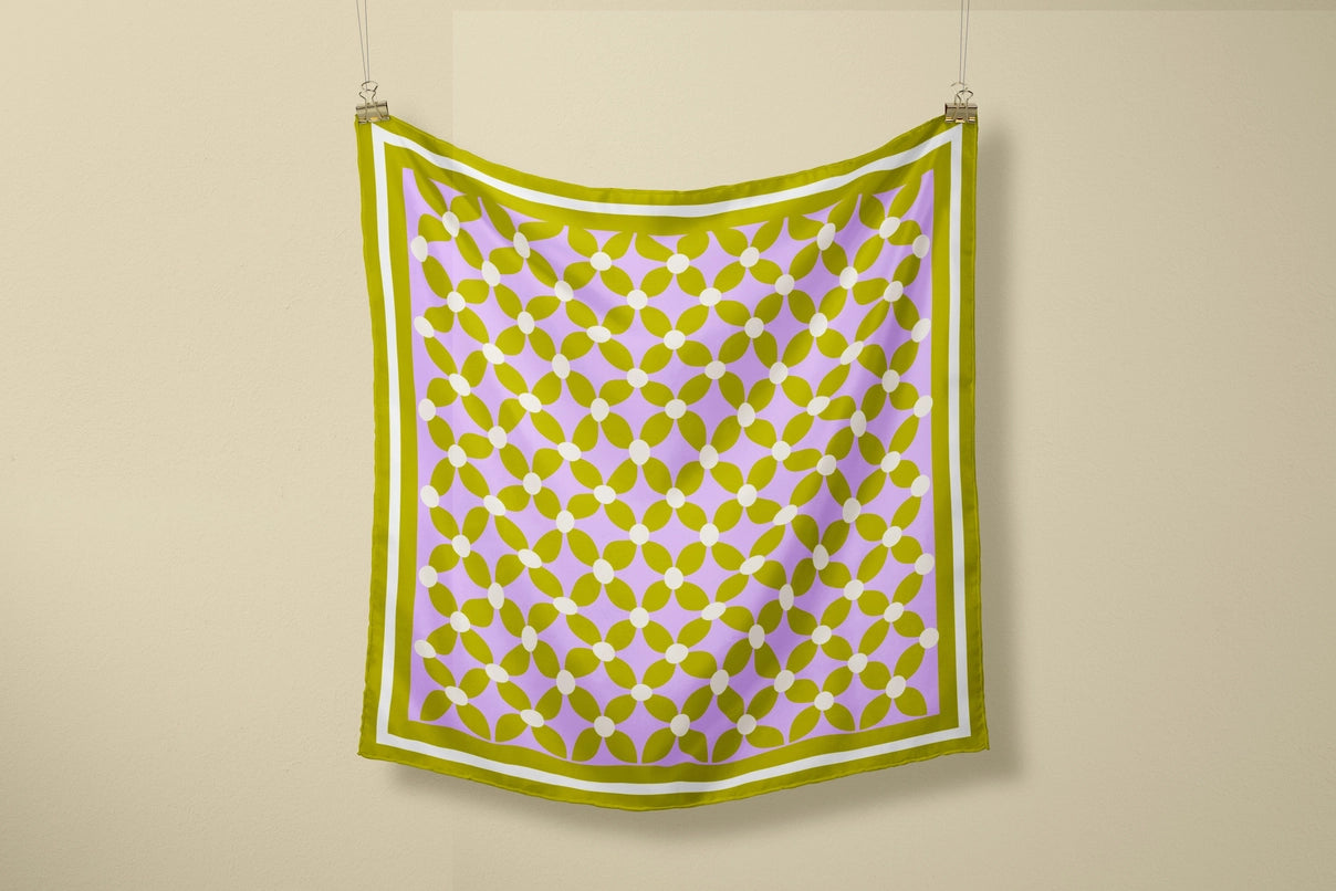 Lime and Lilac Satin Scarf