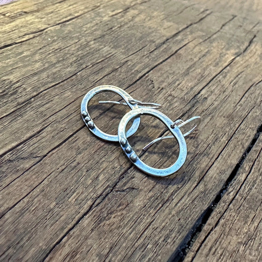 Three Moons Earrings, Silver