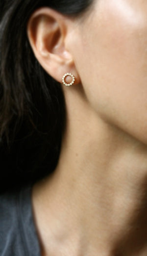 Flat Circle Stud Earrings in Rose Gold