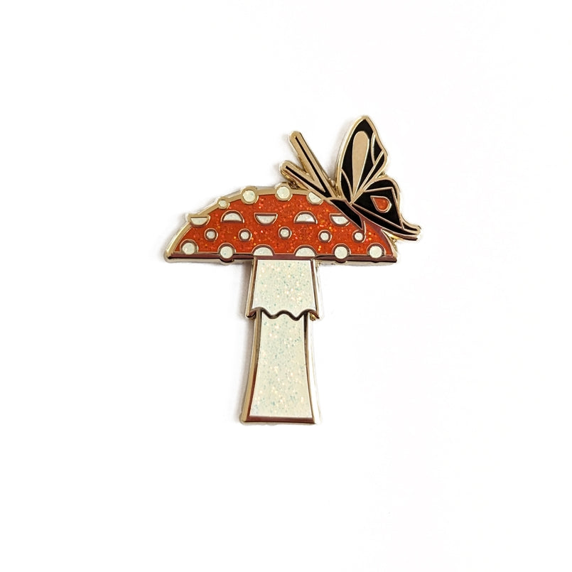 Mushroom + Butterfly Pin