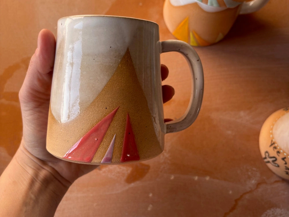 Triangles Geometric Mug - Coral