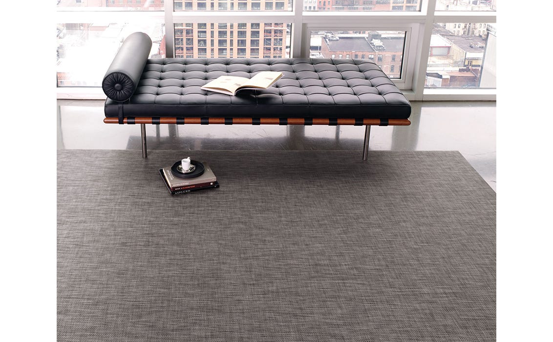 Basketweave Cool Grey Woven Floormat 35 x 48