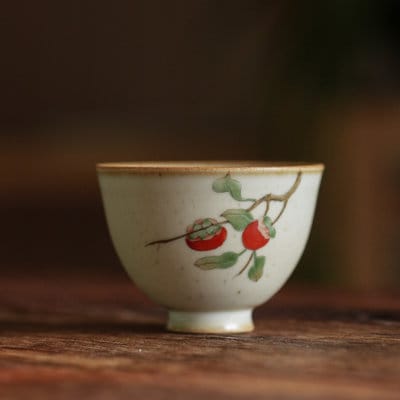 Floral Tea Cup, Red Persimmon