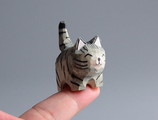 Hand crafted Wooden Cat, Grey