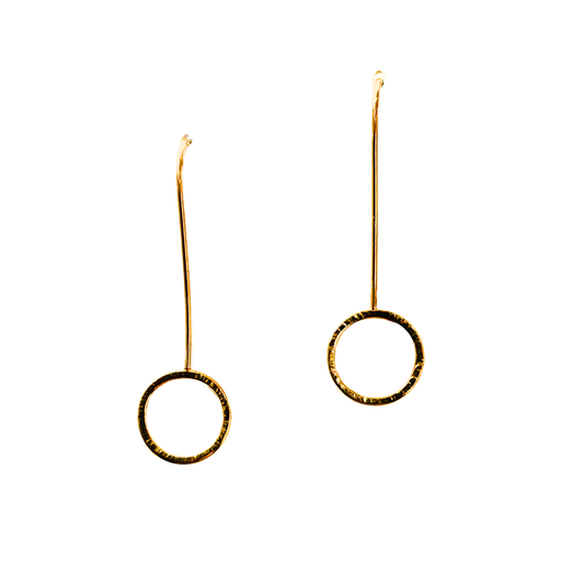 Circle Drop Earrings, 24k Vermeil