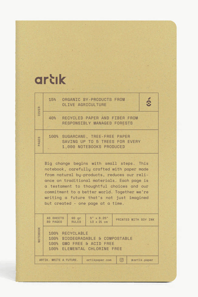 Artik Singer Sewn Notebooks, Ruled, Set/2, Olive