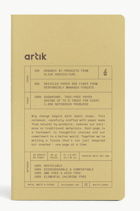 Artik Singer Sewn Notebooks, Ruled, Set/2, Olive