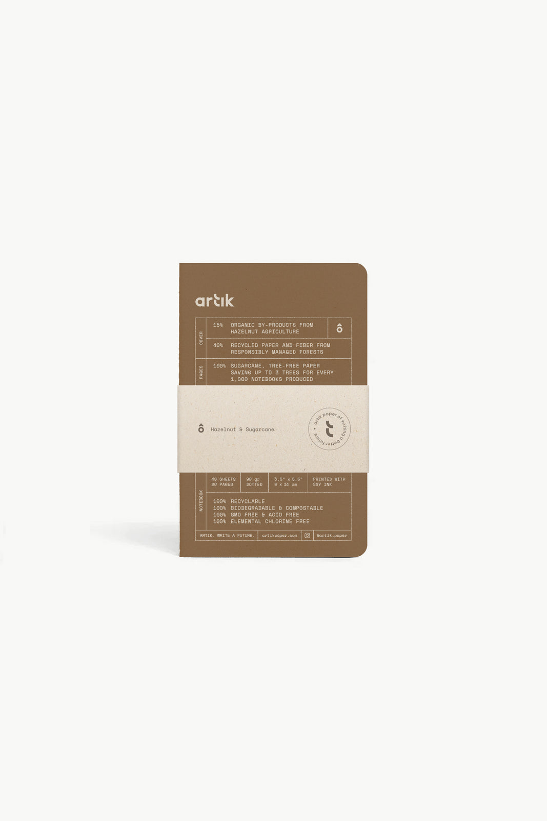 Artik Singer Sewn Notebooks, Dots, Set/3, Hazelnut