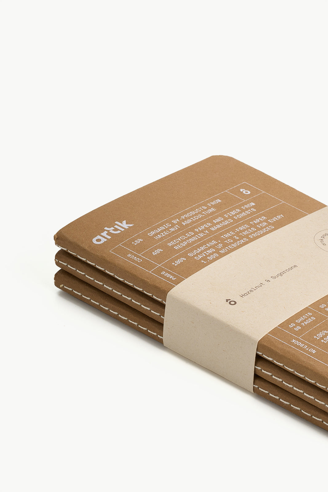 Artik Singer Sewn Notebooks, Dots, Set/3, Hazelnut
