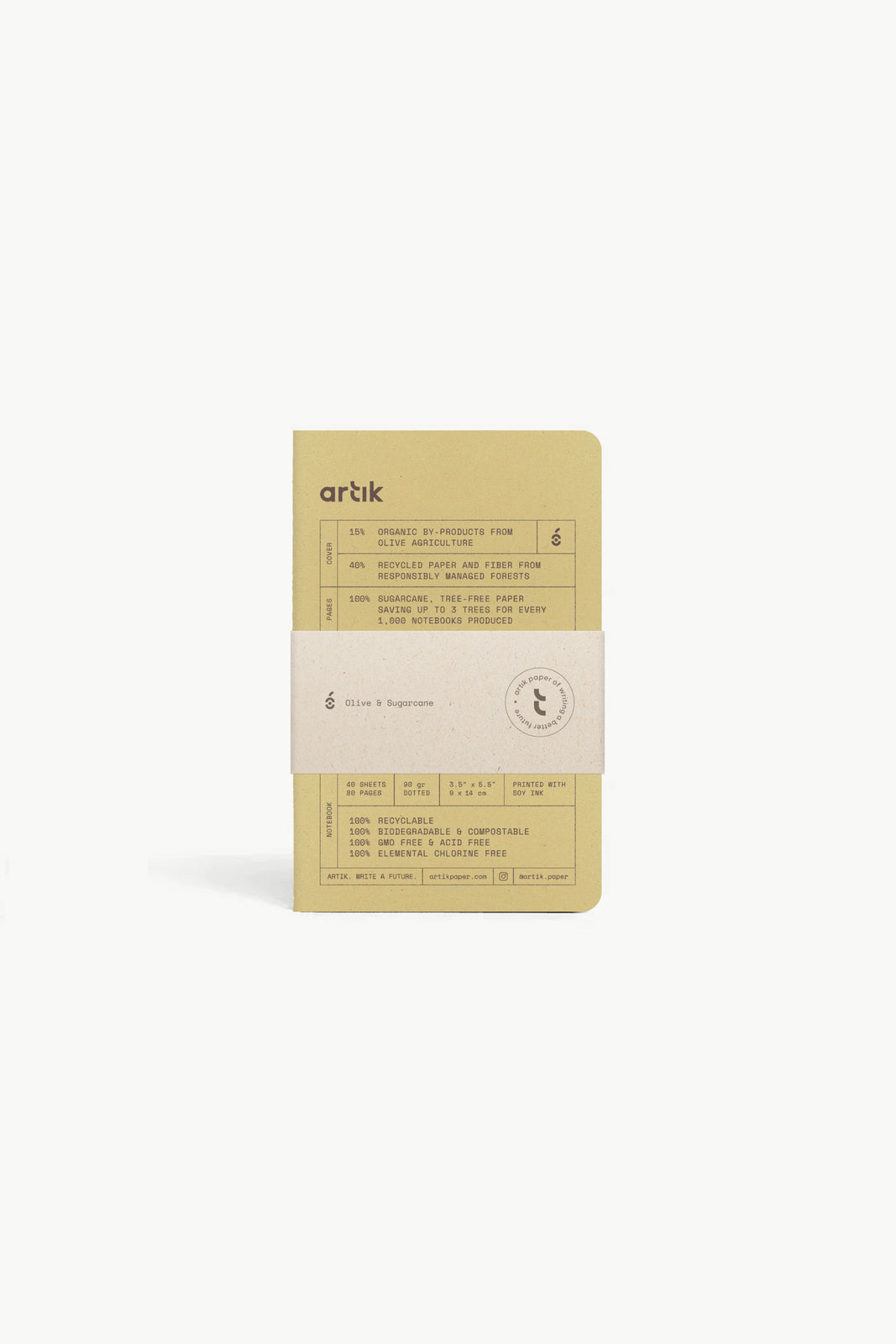 Artik Singer Sewn Notebooks, Dots, Set/3, Olive